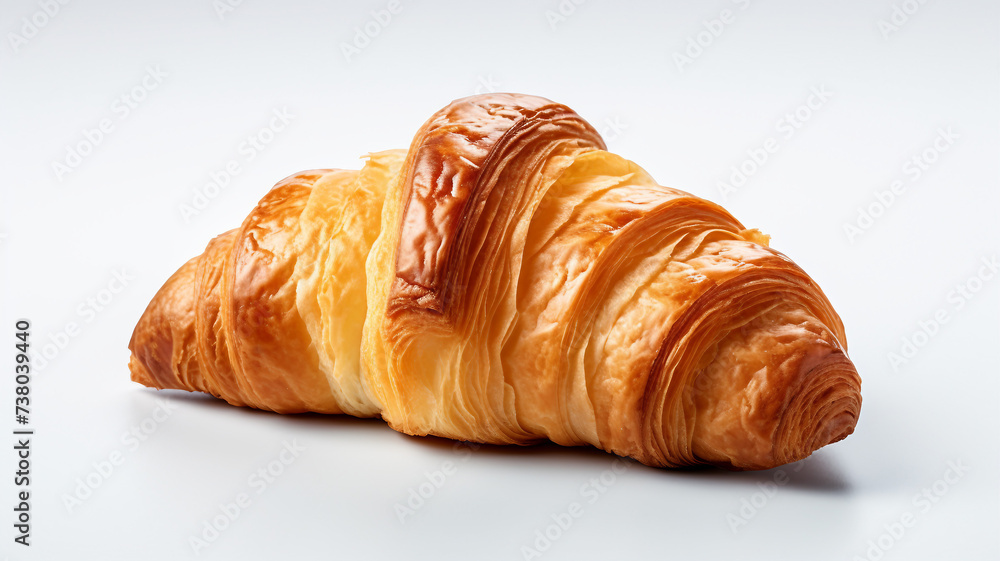 fresh croissant isolated on white. generated by AI fresh croissant isolated on white. generated by AI
