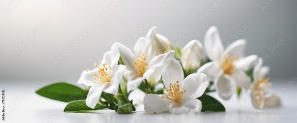 Fototapeta premium jasmine flower, isolated white background, copy space for text