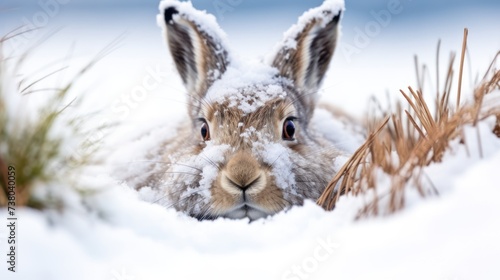 Mountain hare (Lepus timidus), Perthshire, Scotland. generate AI photo
