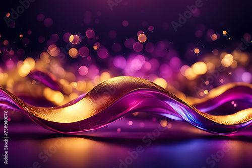 digital glittering waves purple pink gold particle abstract bokeh background