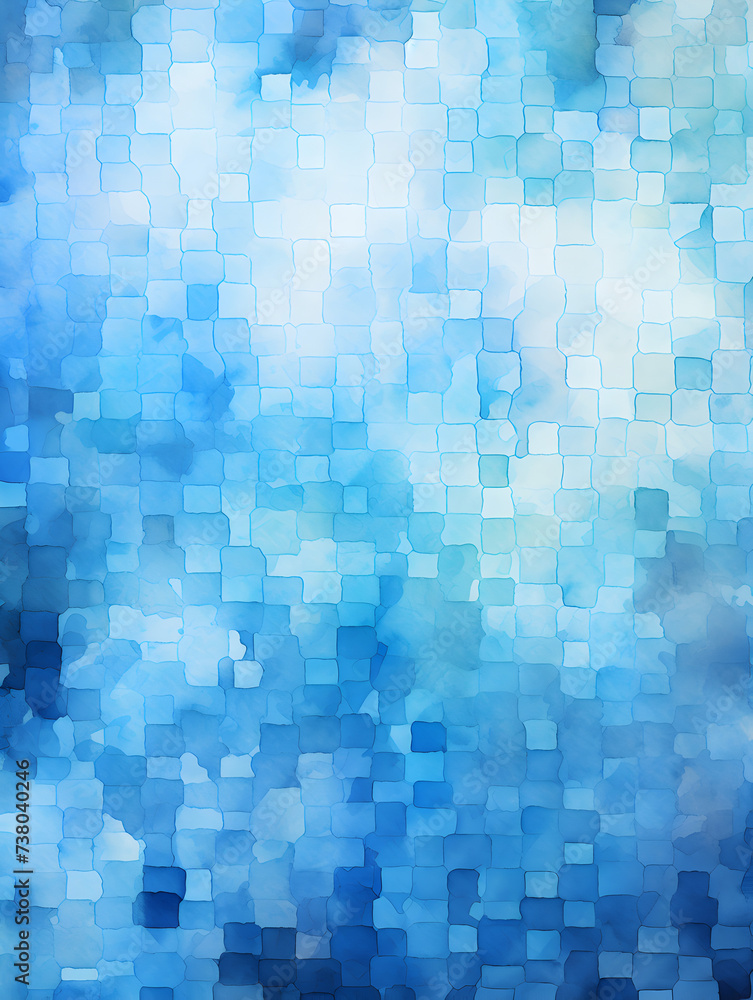 Abstract blue watercolor mosaic illustration background 