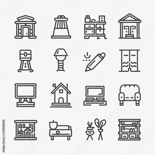 Interior Design icon vector set