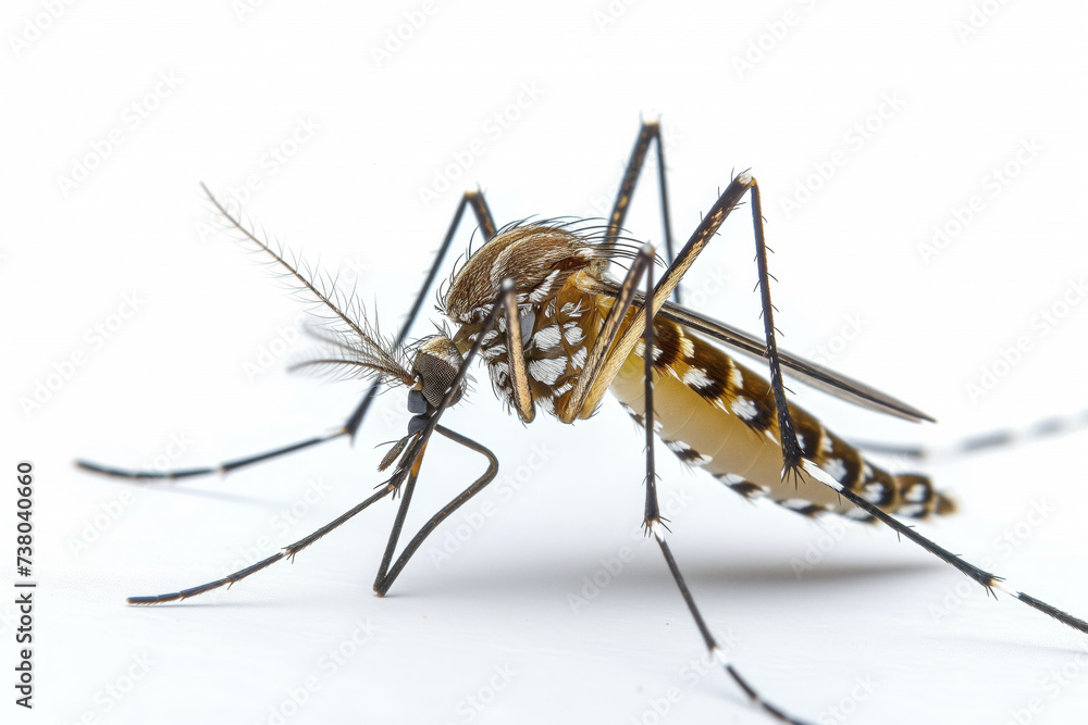 Close up Macro shot isolated Mosquito on white back ground Close up Macro shot isolated Mosquito on white back ground
