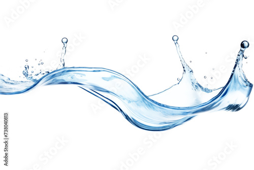 Blue water swirl splash with little bubbles isolated on clear png background, liquid flowing in form of wave photo