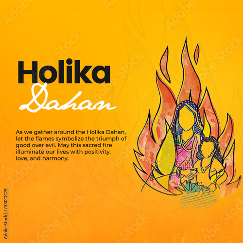 Holika Dahan card with an o...