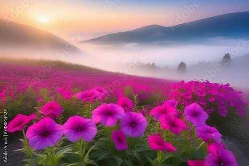 A Field Bursting With Pink Flowers Under the Sun