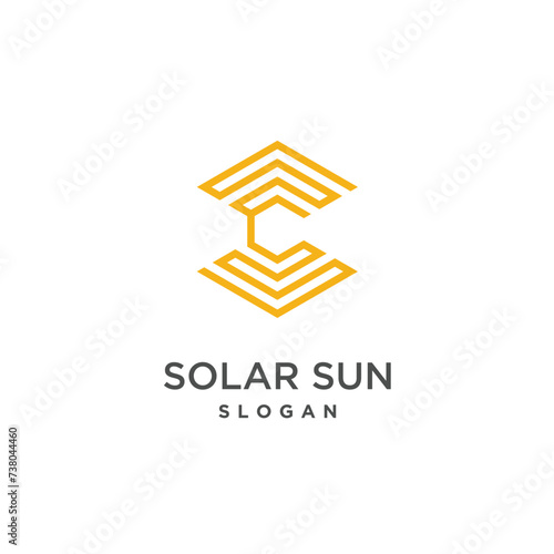 Solar logo design element vector icon with creative concept idea