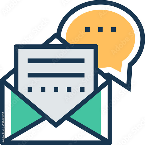 An icon of message flat vector