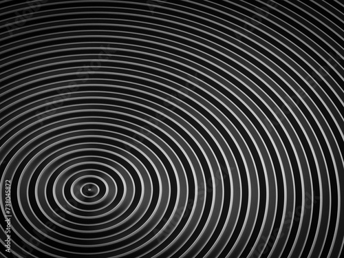 Smooth concentric black rings or circles waves background wallpaper banner flat lay top view