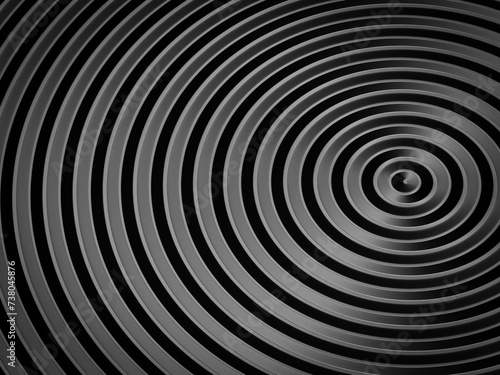 Smooth concentric black rings or circles waves background wallpaper banner flat lay top view