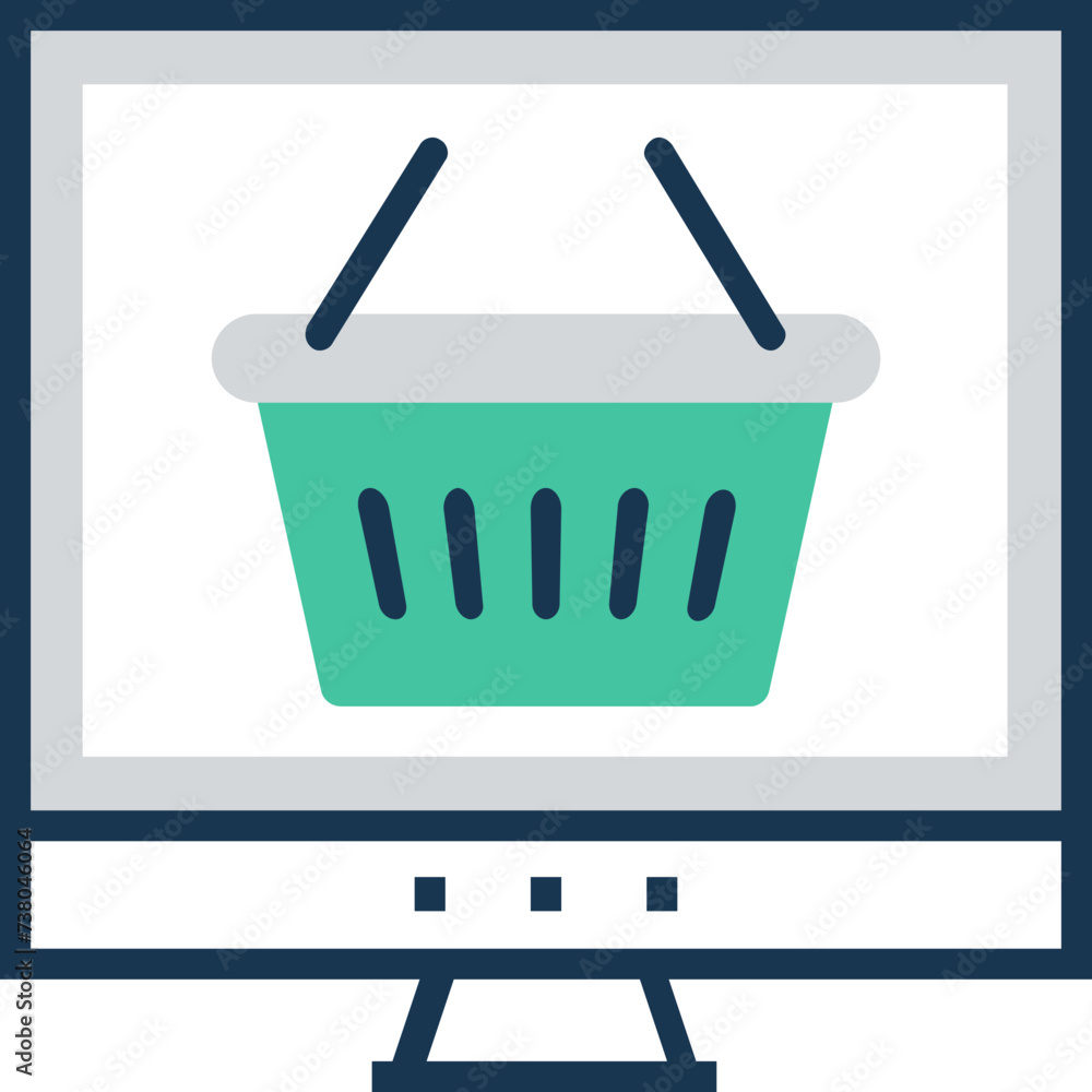 Online Shopping flat and line icon Online Shopping flat and line icon