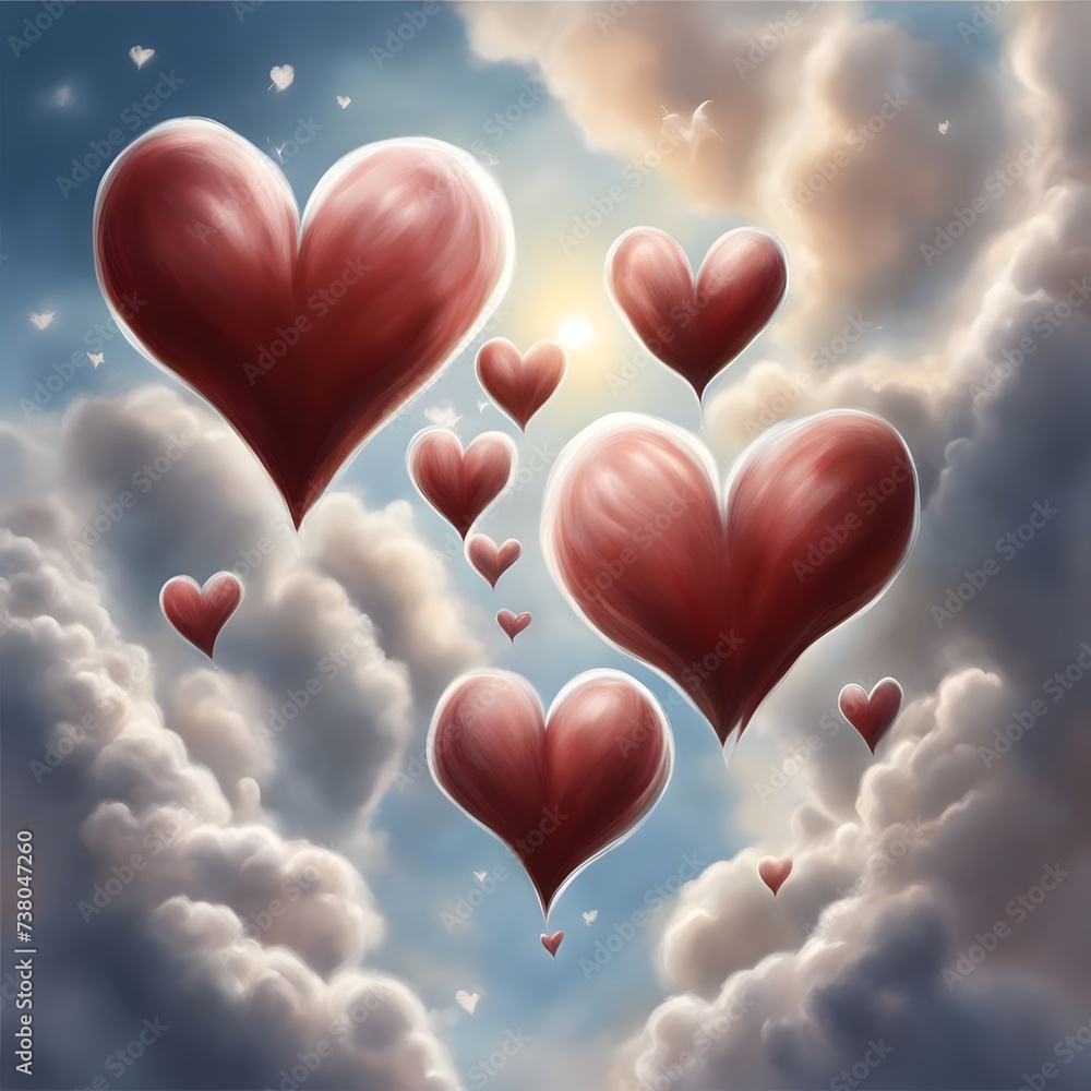 drawing of hearts in the sky drawing of hearts in the sky