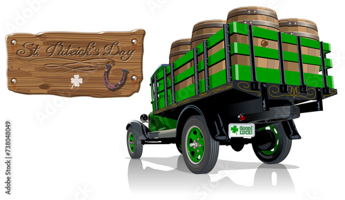 Vector Saint Patrick vintage beer truck
