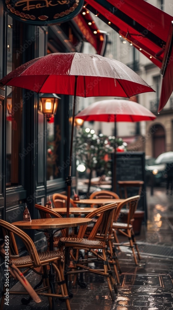 Parisian cafe in the rain