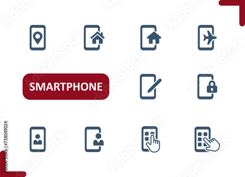 Smartphone Icons. Mobile Phone, Telephone, Location, Travel, Smarthome, Apps Icon © 13ree_design