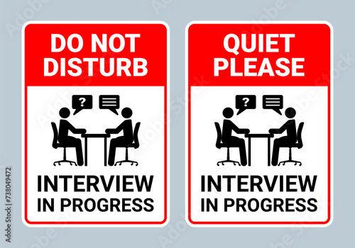 Interview in progress sign collection