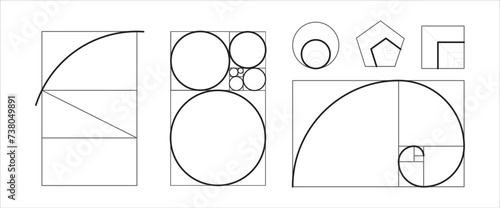 Golden ratio Isolated template set. Geometry harmony proportion collection, divine proportion PNG