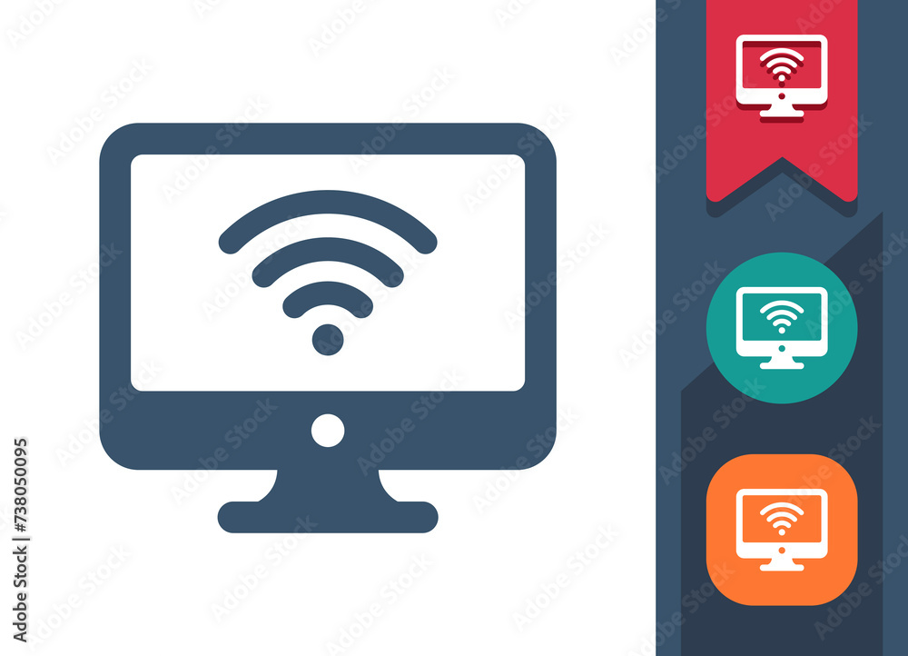 Computer Screen Icon. Monitor, PC, WiFi, Wi-Fi, Wireless, Internet Computer Screen Icon. Monitor, PC, WiFi, Wi-Fi, Wireless, Internet