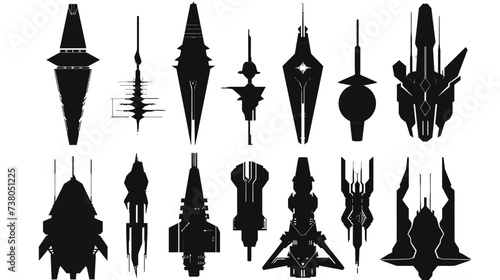 Set Of Fantasy Games Spaceship Silhouette photo