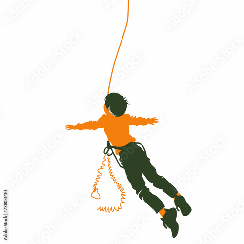 Person Doing Bungee Jumping Illustration