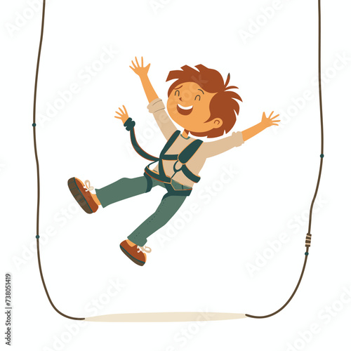 Person Doing Bungee Jumping Illustration