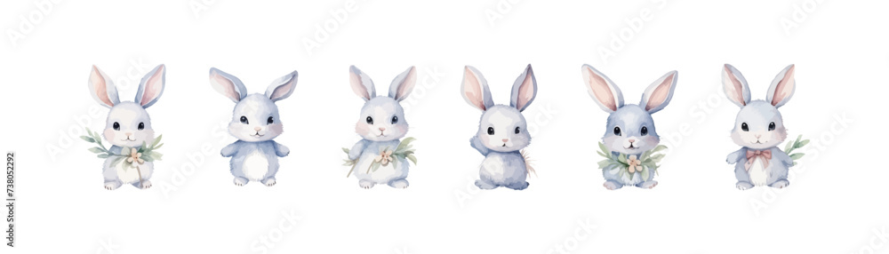 Easter bunny set. Vector illustration design.