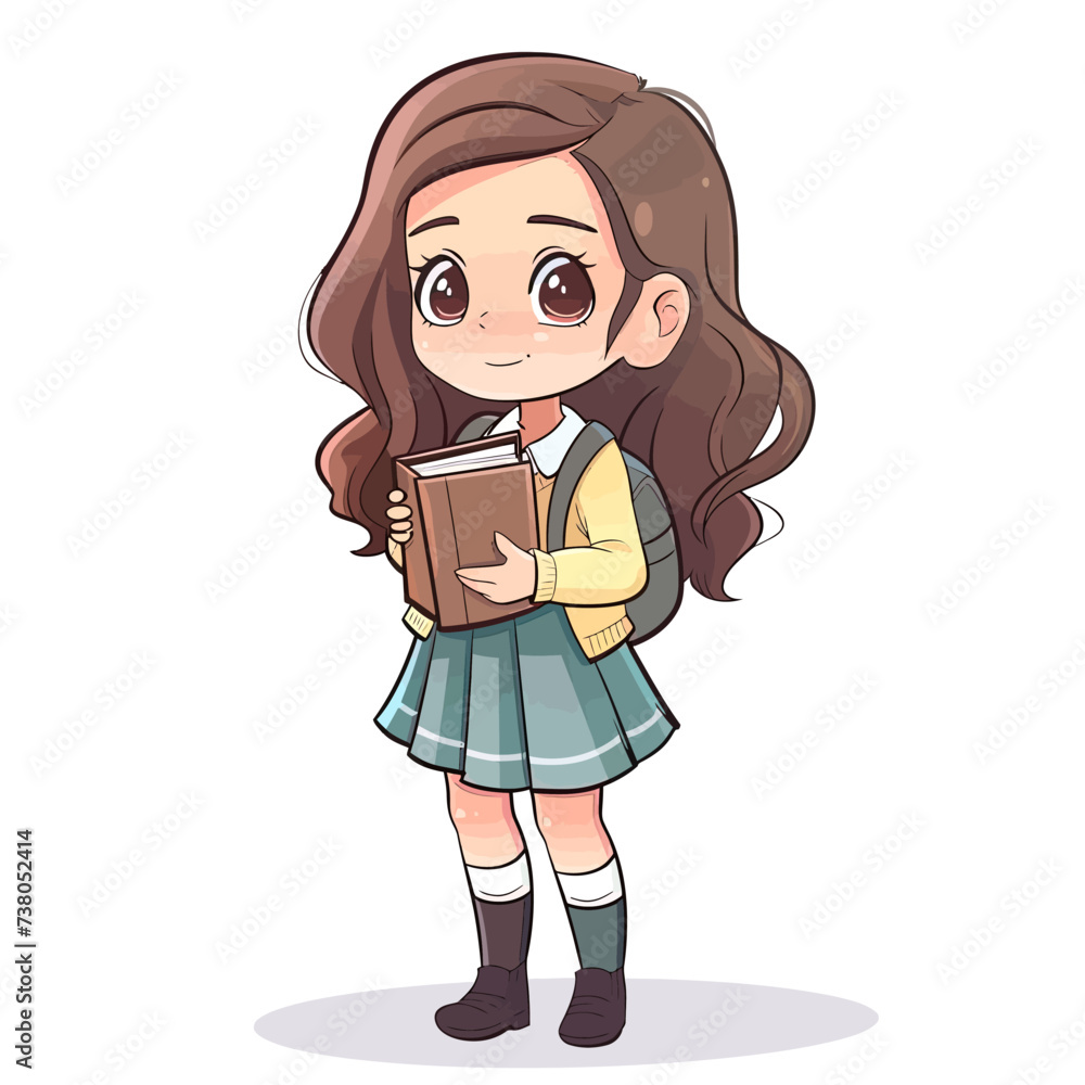 Little Girl with Books Illustration Little Girl with Books Illustration