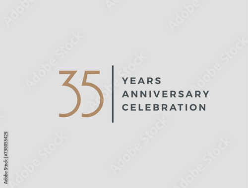 Thirty-five years celebration event. 35 years anniversary sign. Vector design template.
