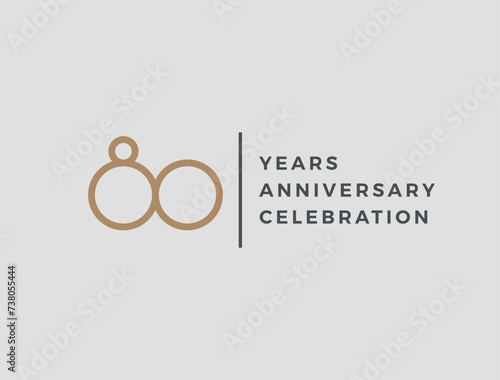 Eighty years celebration event. 80 years anniversary sign. Vector design template. 