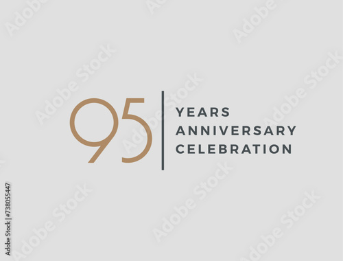 Ninety-five years celebration event. 95 years anniversary sign. Vector design template.
