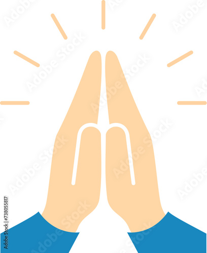Prayer folded hands, namaste sign