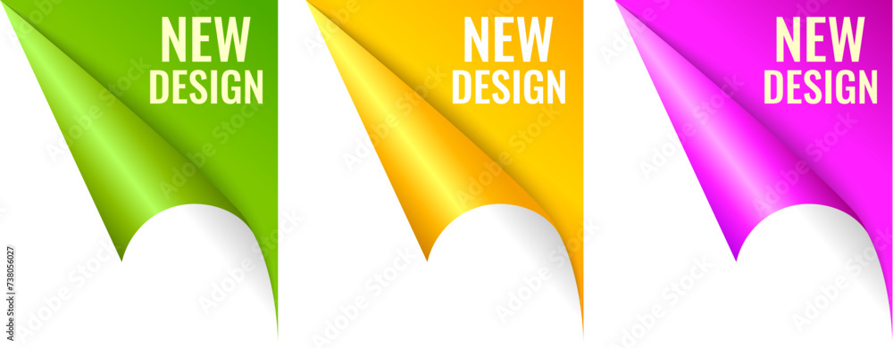 Curled up page corner, new design announce