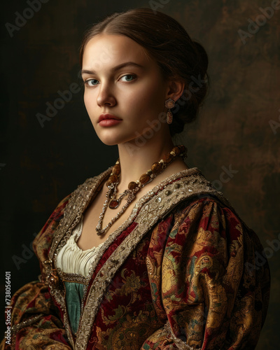 Portrait of an aristocratic girl in medieval dress