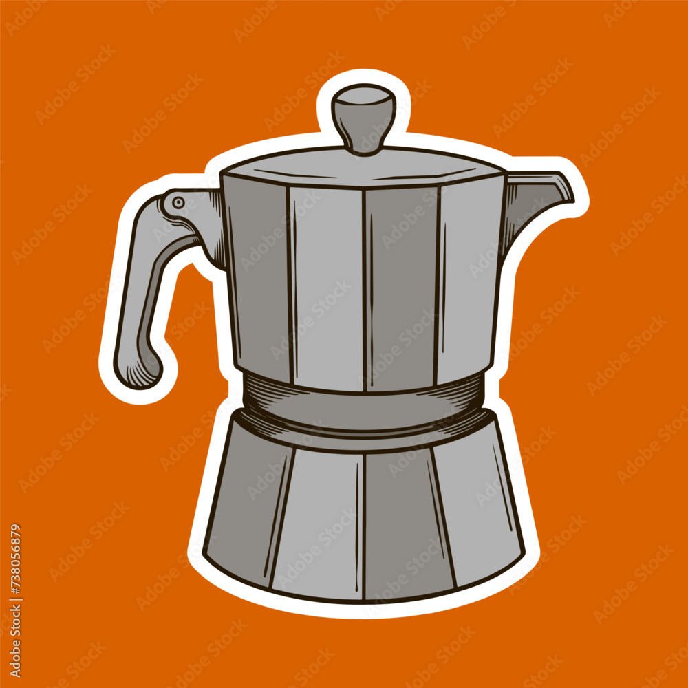 Moka Pot Hand Drawn Vector Illustration Moka Pot Hand Drawn Vector Illustration