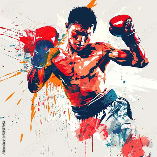 Athlete Boxing Pose Illustration