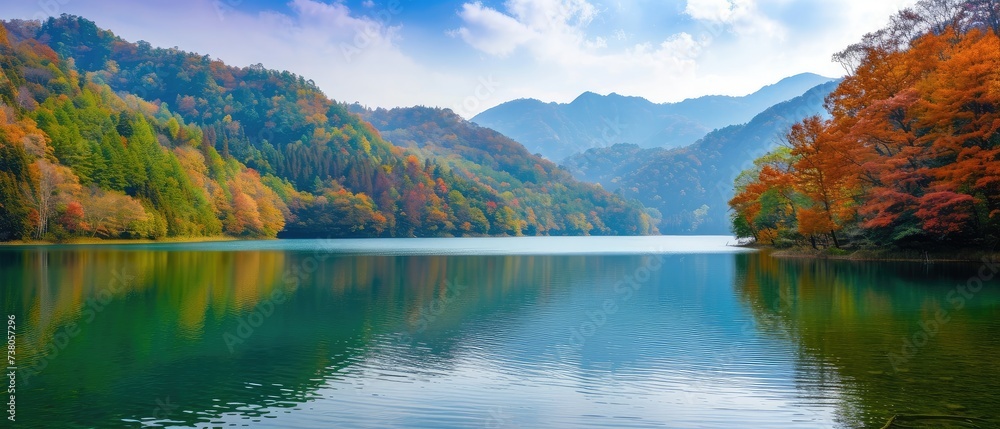 Tranquil Autumn Lake with Colorful Foliage