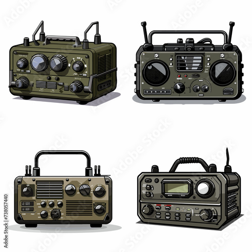 Tactical Radio (Military Radio Set) simple minimalist isolated in white background vector illustration