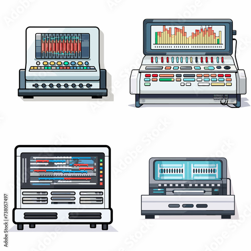Lab Genomic Sequencer (Genomic Sequencing Machine) simple minimalist isolated in white background vector illustration