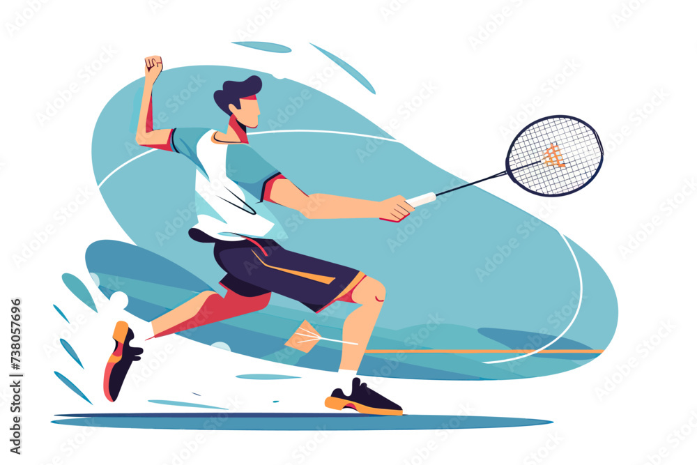 badminton player flat design illustration