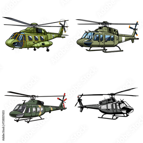 Army Helicopter (Military Helicopter) simple minimalist isolated in white background vector illustration