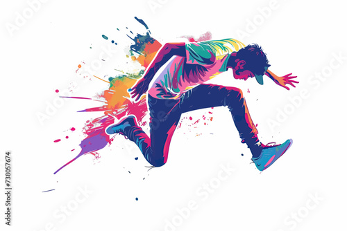People Doing Parkour Flat Design