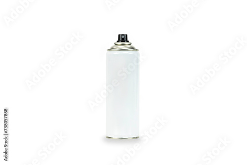 Blank white spray can isolated on white background with clipping path. Metal Bottle Paint Can.
