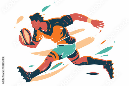 Person Doing Rugby Flat Illustration