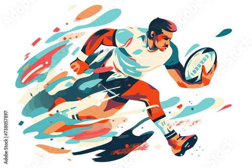 Person Doing Rugby Flat Illustration
