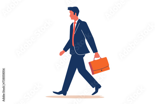 Flat Design Businessman Walking With Briefcase