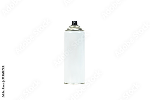 Blank white spray can isolated on white background with clipping path. Metal Bottle Paint Can.