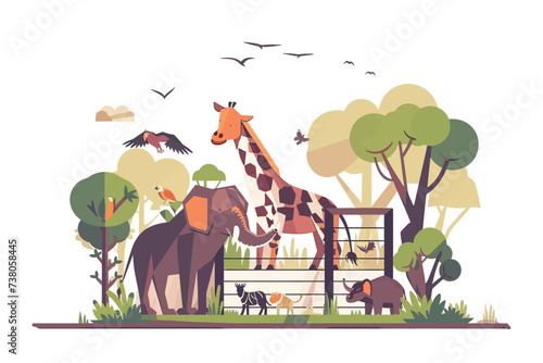 Flat Design Animals at the zoo