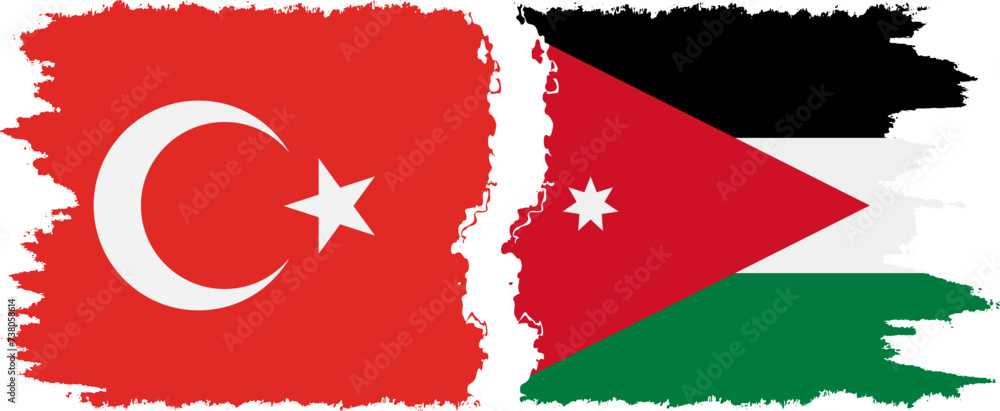Jordan and Turkey grunge flags connection vector Jordan and Turkey grunge flags connection vector