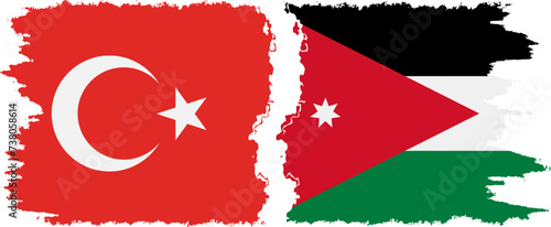 Jordan and Turkey grunge flags connection vector