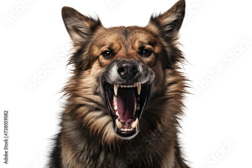 Close Up of Dog With Open Mouth. A detailed shot of a dog with its mouth wide open  showcasing its teeth and tongue.